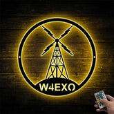 Custom Ham Radio Metal Wall Art With Led Lights, Personalized Radio Operator Metal Name Sign, Amateur Radio Metal Sign Wall Decor